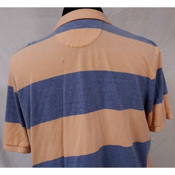 Chaps Natural Stretch Mens XL orange Blue Striped Short Sleeve Logo Polo Shirt - Picture 9 of 12